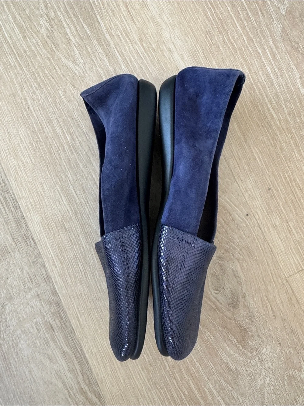 AEROSOLES Navy Foldable Snake-Texture Slip-On Flats